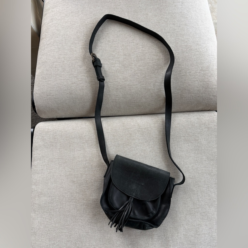 Able Black Leather Crossbody Bag